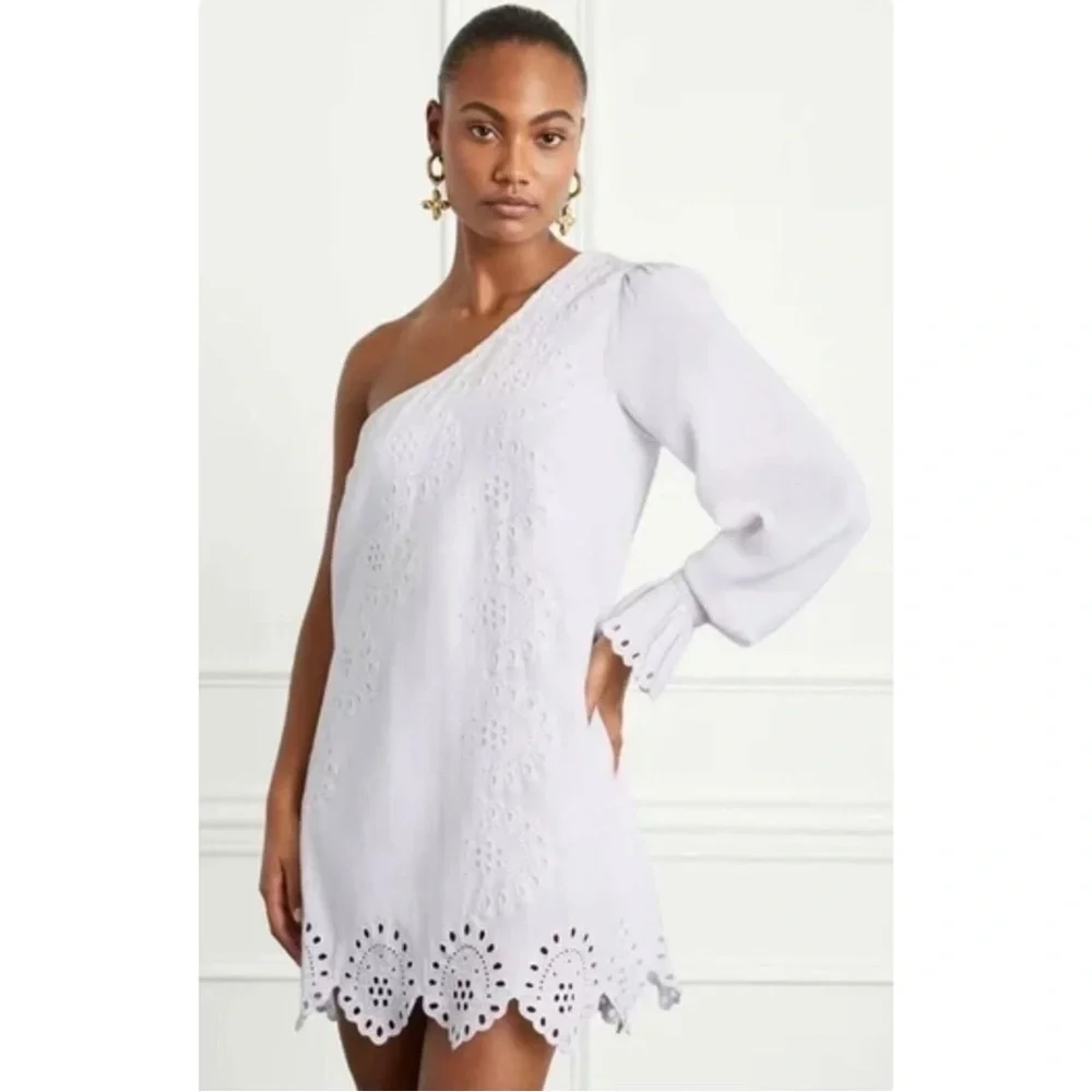white one shoulder linen dress Lou | White One-Shoulder Asymmetric Maxi Dress